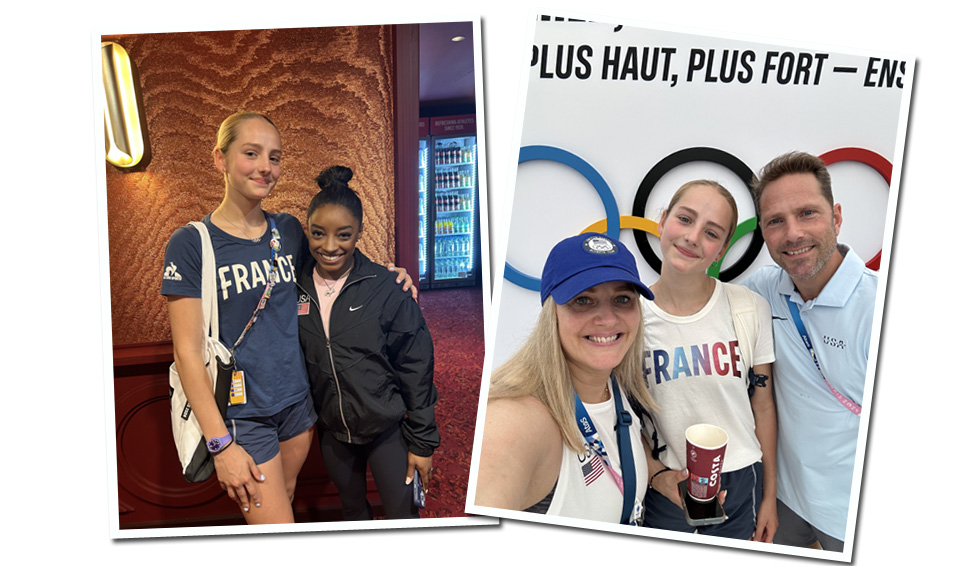 Juliette Landi avec Simones Biles et avec ses parents